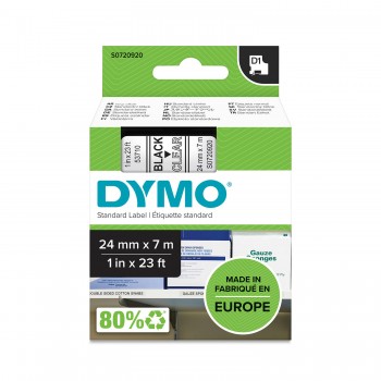 DYMO D1 Tape 24mm x 7m / black on clear (53710 / S0720920)