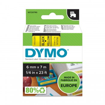 DYMO D1 Juostelė 6mm x7m / juodas ant geltonos (43618 / S0720790)