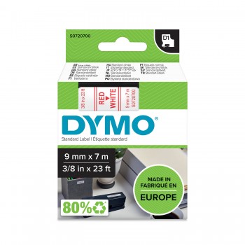 DYMO D1 Tape 9mm x 7m / red on white (40915 / S0720700)