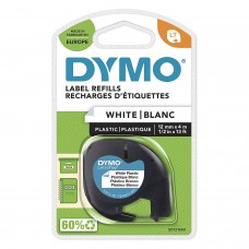 DYMO LetraTag Plastic Tape 12mm x 4m / black on white (S0721560 / S0721660) - 10 pcs.