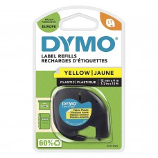 DYMO LetraTag Plastikinė Juostelė 12mm x 4m / juodas ant geltonos (S0721570 / S0721620) – 10 vnt.