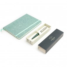 Parker Jotter XL Greenwich Matte Green rašiklis su A5 formato bloknotu