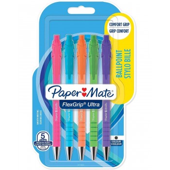 Automatiniai tušinukai Paper Mate Flexgrip Bright juoda 5 vnt. - 2171853