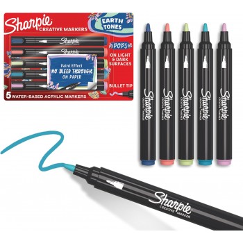 Kūrybiški Sharpie akriliniai žemės spalvų žymekliai (kūginis galiukas) 5 vnt. - 2213380 Kūrybiški Sharpie akriliniai žemės spalvų žymekliai (kūginis galiukas) 5 vnt. - 2213380