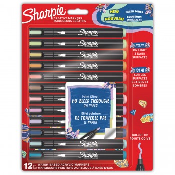 Kūrybiški Sharpie akriliniai žymekliai žemės spalvų (kūginis galiukas) 12 vnt. - 2213421