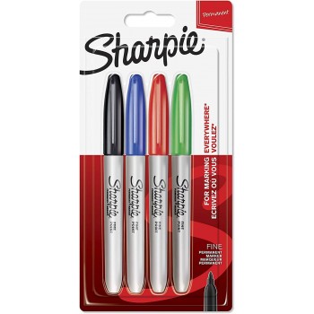 Markeriai Sharpie Fine 4 vnt (juodas, mėlynas, raudonas, žalias) - 1985858