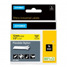 DYMO 18490 RHINO Nailono Juostelė 12mm x 3,5m (geltona / juodas šifras)