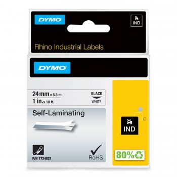 DYMO Rhino Savaime Užsilaminuojanti Juostelė 24mm x 5.5m / juodas ant baltos (1734821)