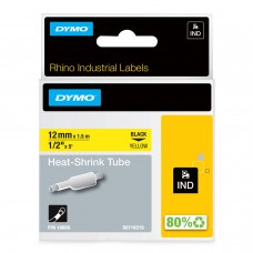 DYMO Rhino Heat-shrink tube 12 mm x 1.5m / black on yellow (18056 )