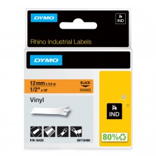 DYMO Rhino Permanent Vinyl Tape 12 mm x 5.5m / black on orange (18435)