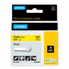 DYMO Rhino Permanent Vinyl Tape 12 mm x 5.5m /  black on yellow (18432)