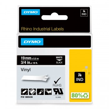 DYMO Rhino Vinilinė Juostelė 19mm x 5.5m / baltas ant juodos (1805436)