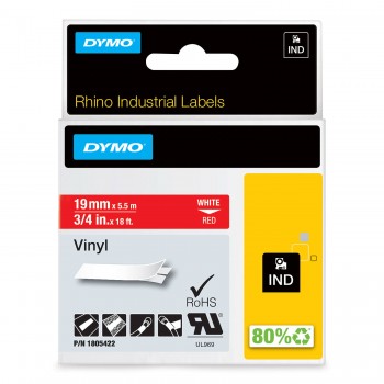 DYMO Rhino Vinilinė Juostelė 19mm x 5.5m / baltas ant raudonos (1805422)