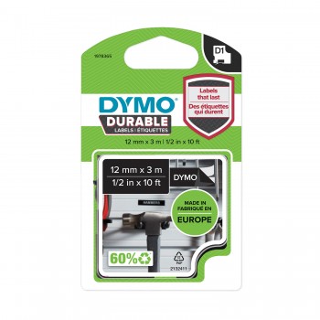 DYMO D1 Durable Juostelė 12mm x 3m / baltas ant juodos (1978365)