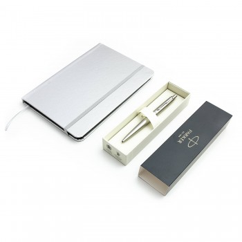 Parker Jotter Monochrome XL Silver CT Lodīšu pildspalvu komplekts ar blociņu