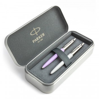 Parker Jotter Originals Lilac un Pearl Lodīšu pildspalvu dāvanu komplekts ar metāla korpusu