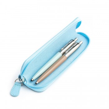 Parker Jotter Originals Pastel Blue and Beige rašiklių dovanų rinkinys su mėlynu dėklu