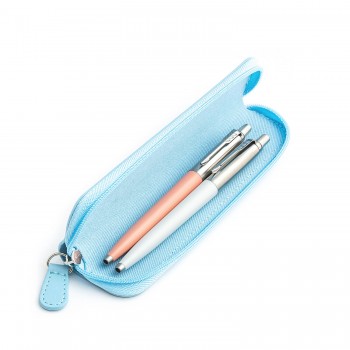 Parker Jotter Originals Powder Pink ir Pearl tušinukų dovanų rinkinys su mėlynu dėklu