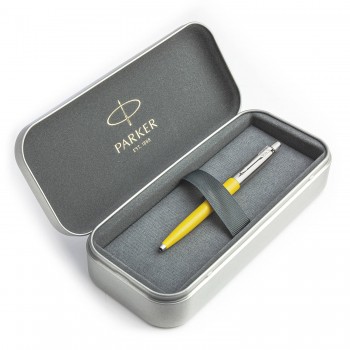 Parker Jotter Originals Yellow Lodīšu pildspalvu dāvanu komplekts metāla kastītē