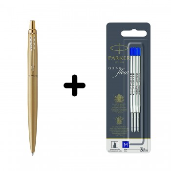 Parker Jotter XL Gold GT Lodīšu pildspalva + zils (M) pildspalvas pildspalva, 3 gab.
