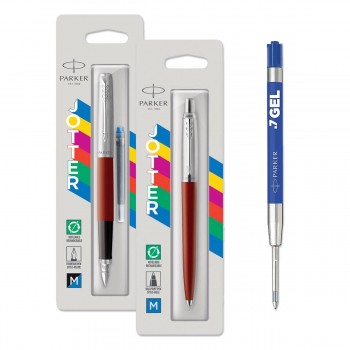 Komplekts Parker: Jotter Originals Red Tintes pildspalva + Lodīšu pildspalva + 1 Economy zilas pildspalvas uzpilde