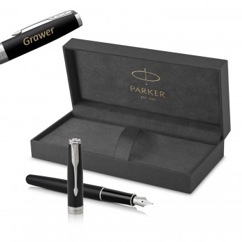 Parker Sonnet Matte Black CT (F) Tintes pildspalva ar gravējumu
