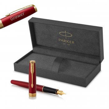 Parker Sonnet Red Lacquer GT Fountain Pen (F plieninis antgalis) su graviravimu