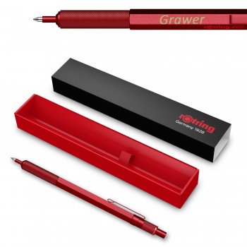 Rotring 600 M Red lodīšu pildspalva ar gravējumu