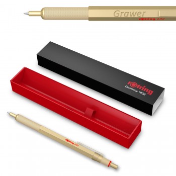 Rotring RO 600 profesionalus metalinis rašiklis, auksinis su graviravimu