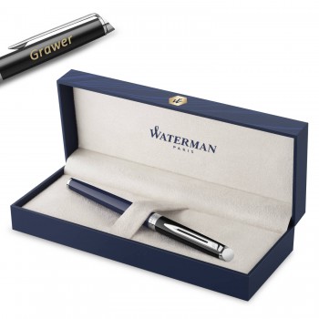 Waterman Hémisphère Black-Blue CT (M) tintes pildspalva – 2202848 ar gravējumu