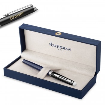 Waterman Hémisphère Black-Blue Rullīšu pildspalva ar vāciņu un gravējumu