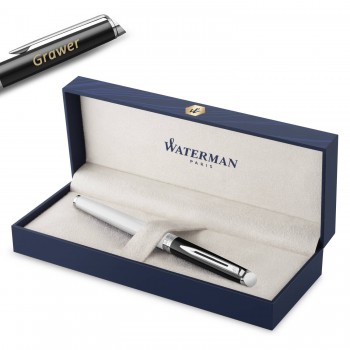 Waterman Hémisphère Color-Block Black-White CT (M) tintes pildspalva – 2202844 ar gravējumu